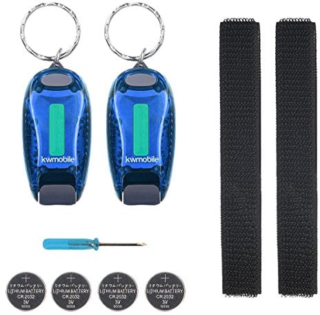 kwmobile 2er Set LED Sicherheitslicht - Blinklicht Licht Clip - Joggen mit Batterien Klett Armband - mehr Sichtbarkeit bei Dunkelheit - COB Upgrade