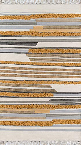 Novogratz by Momeni INDIOIND-6MST2030 Indio Teppich, 100% Wolle, handgefertigt, modern, ca. 60 x 90 cm, Senfgelb 2' X 3' senffarben