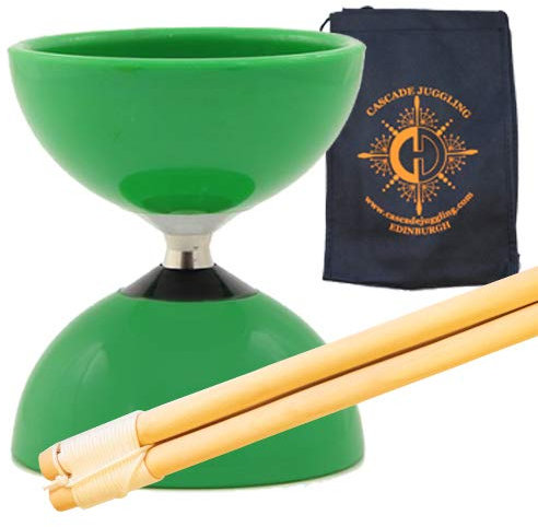 Carousel Bearing Diabolo Set (Grün) - Kinder, Fast Bearing Diablo mit Holzstäbchen, Pro String