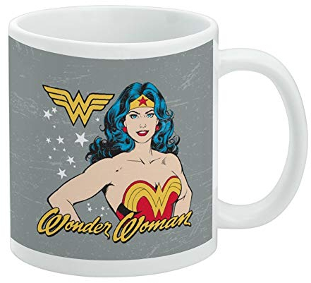 GRAPHICS & MORE Wonder Woman Vintage Icon - Taza de cerámica blanca de 325 ml