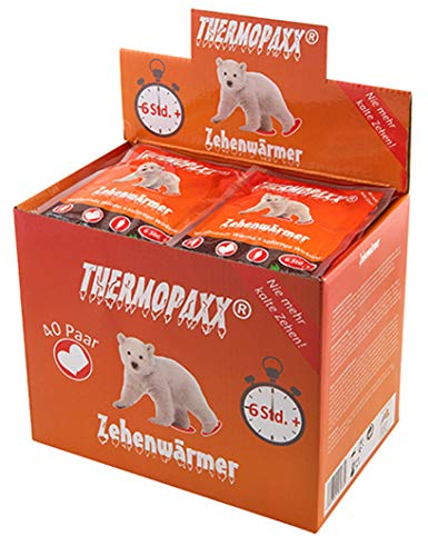 THERMOPAXX-Zehenwärmer, Vorteilsbox mit 40 Paar, selbstklebend für 7h warme Füße, Zehenwärmer für jeden Schuh geeignet, 100% natürliche Wärme, hauchdünn, sofort einsatzbereit