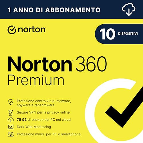 Norton 360 Premium 2025| Antivirus 10 dispositivi| 1 anno|Digital Download