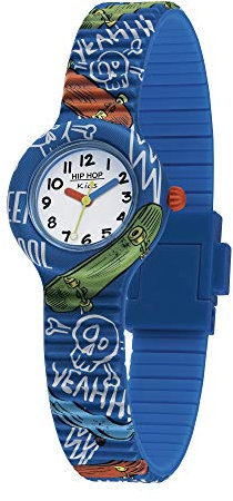 HIP HOP, Collezione Kids Fun, Orologio Bambino Skateboard, con Cinturino in Silicone Intercambiabile, Pratica Chiusura, Cassa 28mm, Movimento al Quarzo, Resistente all'Acqua, Lunghezza Regolabile