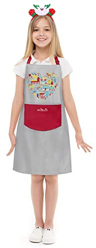 Viedouce Schürzen für Kinder Schule, Wasserdicht Kinderschürze Schürze Mädchen, Kinder Kochschürze Mädchen,Schurzen für Kinder für Schul Garten Bemalen Kochen (4-13jahre)