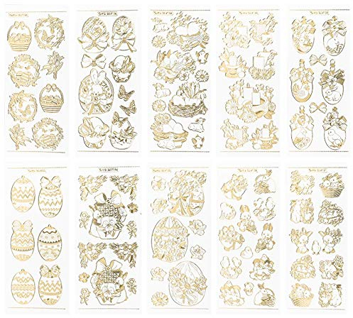 Ideen mit Herz Gravur-Sticker, transparent/gold, 10 Bogen à 10 x 23 cm | Goldene Aufkleber zum Basteln & Dekorieren | Geburtstag, Weihnachten, Rente & mehr (Ostern)