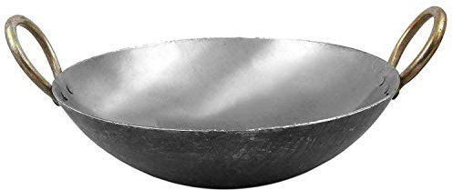 Iron Karahi Kadai Kadhai Deep Fry Iron Wok Balti Dish With Handle (10 Inches)