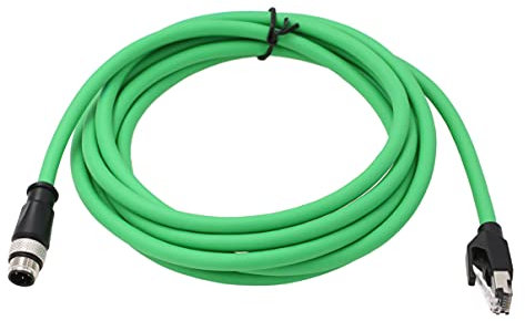 HangTon M12 4 Pin D-Coded Male to RJ45 Cat5e Shielded Cable for Industrial Ethernet Network PROFINET Sensor Machine Automation Control (green, 1m)