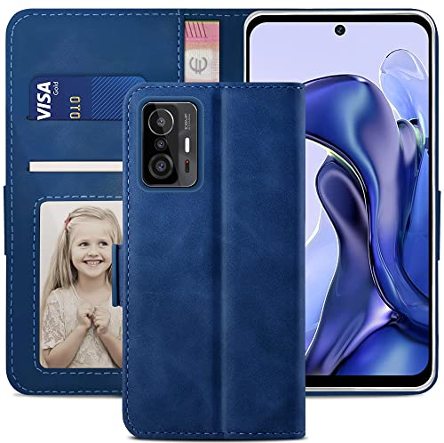 YATWIN Handyhülle für Xiaomi Mi 11T 5G Hülle, Klapphülle Xiaomi Mi 11T Pro 5G Premium Leder Brieftasche Schutzhülle [Kartenfach] [Magnet] [Stand] Handytasche Case für Xiaomi 11T/11T Pro, Blau