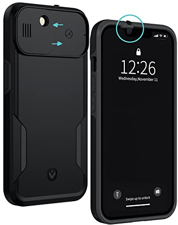 Spy-Fy iPhone 14 Plus Case with Camera Covers Front and Rear | Protect Your Privacy | 6-Foot Drop Proof | 6,7 Inch | Camera Protection by Valenta Black