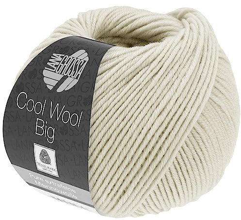 LANA GROSSA Cool Wool Big | Extrafeine Merinowolle waschmaschinenfest und filzfrei | Handstrickgarn aus 100% Schurwolle (Merino) | 50g Wolle zum Stricken & Häkeln | 120m Garn FB 1010