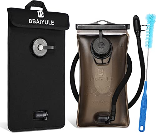 BBAIYULE Trinkblase 2L/3l,Trinkrucksack BPA-Frei&Geschmacksneutral, Trinkbeutel optional Mit Isoliertasche,wasserblase,trinksystem mit 2 ÖFFNUNGEN Zum Laufen (2L Trinkblase +Isoliertasche + Bürste)