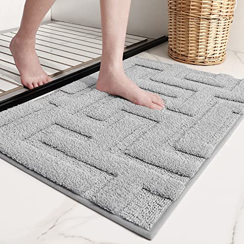 Color G Badteppich rutschfeste Waschbar, Weichen Mikrofasern Badezimmerteppich Absorbierende Badematte rutschfest Maschinen Waschbar Badvorleger für Dusche, Badezimmer, Badewanne - Grau, 40x60cm