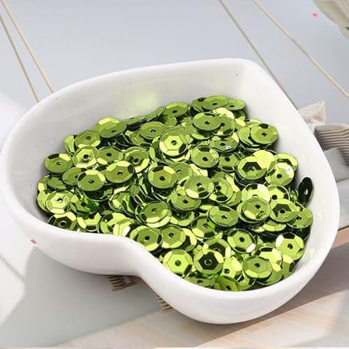 Multi Size 4mm/5mm/6mm/8mm/10mm Cup Sequin PVC Round Shape Sequins for Craft, Wedding Decoration DIY Sewing Accessories 10G-Light Green,10mm 10g 250pcs