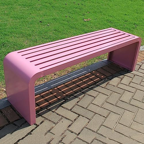 WYZCHDM Gartenbank Metall, 2-5 Sitzer Parkbank, Wetterfest Sitzbank, Gartenbank Ohne Lehne, Freizeit-Doppelsitz-Möbelstuhl, Terrassenbank für Garten, Balkon und Terrasse 120 * 40 * 45cm pink