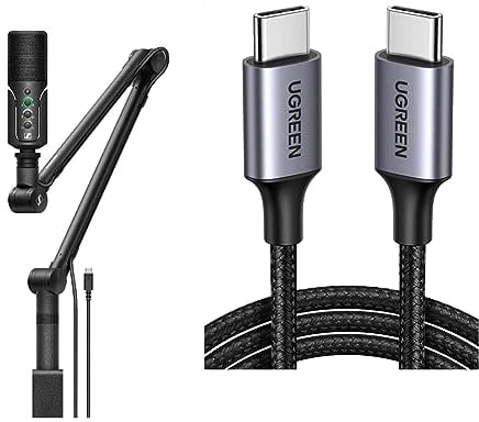 Sennheiser Profile Streaming Set mit USB Mikrofon, Boom Arm und Tasche & UGREEN USB C auf USB C Kabel 60W PD 3.0, PPS USB-C Ladekabel