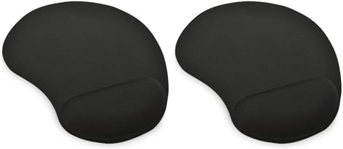 ednet 64020, Mauspad mit Handballenauflage, Polyester + PU + PU Gel, 225 x 180 x 3 mm, Farbe: schwarz (Packung mit 2)