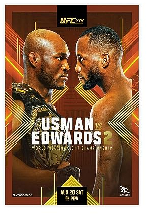 ETOMEY Boxing-UFC 278 Kamaru Usman Vs. Leon Edwards 2 Poster, Leinwand-Poster, Wandkunst, Dekordruck, Bild Gemälde für Wohnzimmer, Schlafzimmer, Dekoration, ungerahmt, 30 x 45 cm
