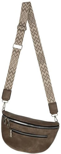 Bauchtasche Umhängetasche Crossbody-Bag Hüfttasche Kunstleder Italy-Design (Earthy)