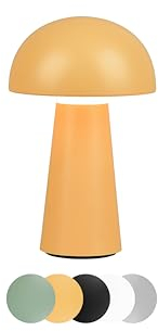 lightling Lennox LED Design Tischlampe, Pilz Lampe aufladbar via USB, Tischlampe kabellos inkl. 4-Touch Funktion, IP44 für innen und außen, 14 x 22 cm, Kunststoff, 2W, gelb