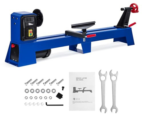 Wood Lathe, 14 x 40 Benchtop Wood Lathe Machine 0.5 HP Infinitely Variable Speed 1040-2980 RPM, Wood Turning Lathe Machine with Wrench & 2 Chisels for Woodworking, Woodturning
