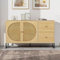 Dolamaní Sideboard mit 2 Rattan Verzierten Türen und 2 Schubladen, Küchenschrank, Mehrzweckschrank, Kommode für Wohnzimmer, Esszimmerschrank, Ablageschrank, Oak (Oak-A, 130 * 40 * 75 cm)