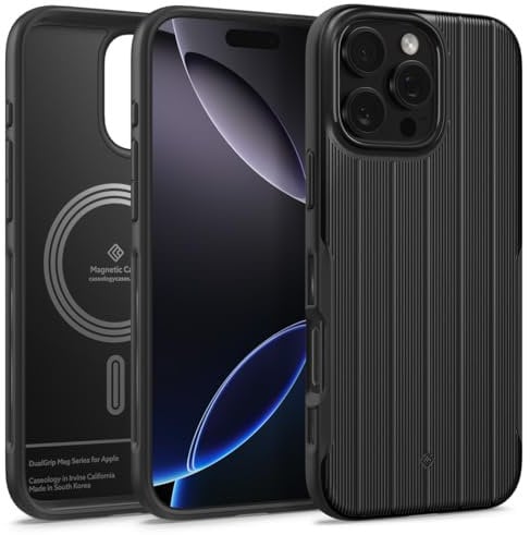 Caseology Dual Grip Mag for iPhone 16 Pro Case [Enhanced Grip Design] Magnetic Protection Case Cover for iPhone 16 Pro - Onyx Black