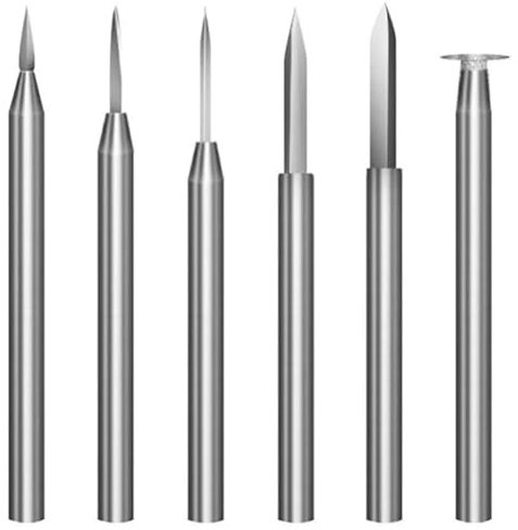 Bamberg Holzschnitzbohrer-Set für Drehwerkzeug, 6-Teilig, Gravurbohrer, Ersatzzubehör, Bit, Holzhandwerk, Schleifwerkzeug, 3 mm