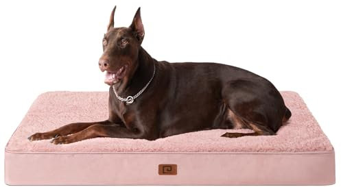 EHEYCIGA Lit orthopédique pour chien, taille XXL, 120 x 74 x 9 cm, coussin lavable et moelleux, matelas pour caisse, rose foncé