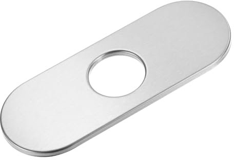 M METERXITY Faucet Deck Plate, 6 Inch 304 Stainless Steel Oval Hole Cover Escutcheon Deck Plate for Bathroom/Kitchen Sink [Brushed Silver]
