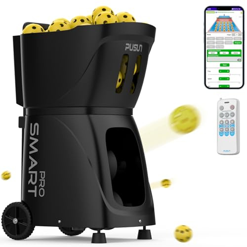 PP-Smart Pro Pickleball-Maschine, 80+ Ballkapazität, 75 MPH, 45° Lob, Fernbedienung, 6 Stunden Akku, tragbarer Ballwerfer für Training