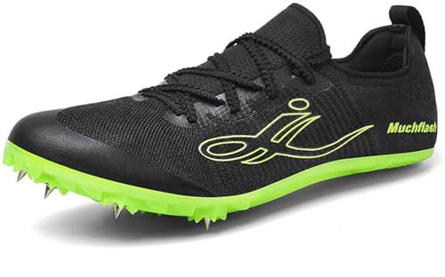 Hiuzylqx Zapatillas de Clavos Atletismo para Hombre y Mujer para Velocidad Sprint Antideslizantes Zapatillas De Correr,Negro,39 EU