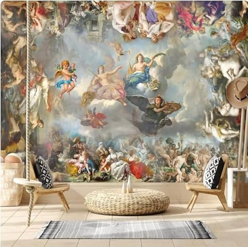 Stereoskopische Handbemalte Retro Engel Figur 3D Tapeten Tapete Luxus Home Esszimmer Fototapete Effekt Wohnzimmer Schlafzimmer Kinderzimmer-300cm×210cm