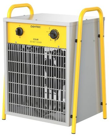 DAHTEC Termoventilatore Industriale 22 kW - Radiatore Elettrico - Basso Consumo - Termostato e Protezione da Surriscaldamento - per Casa, Serra o Il Cantiere