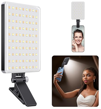 Selfie Licht【84 LED】 Handy Licht 2000mAh Wiederaufladbares Handy-Fülllicht 10-Stufige Helligkeit,LED Videolicht mit Handy Clamp für Computer Webcam,Laptop-Nutzung,Telefon,Zoom-Meetings, TikTok, Vlog
