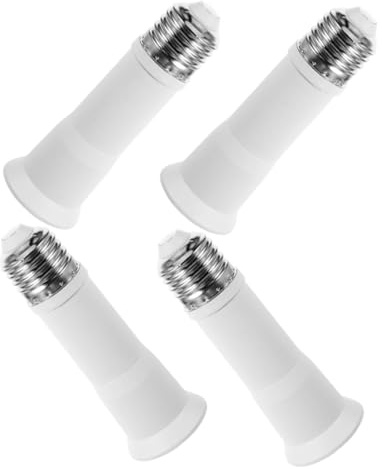 Adaptateur de Douille Ampoule E27 à E27 4 Pcs, Rallonge pour Ampoule | Métal et PC Blanc, Structure Pratique, Usage en Restaurant Cuisine, Angle de Capteur Lumineux Ajustable