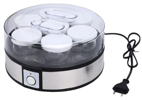 Riuulity Edelstahl-Joghurtbereiter mit 180-ml-Becherkapazität, Tragbarer Joghurtbereiter für zu Hause oder auf Reisen mit Energieeffizienter 20-W-50-Hz- oder 60-Hz-Frequenz und Einer