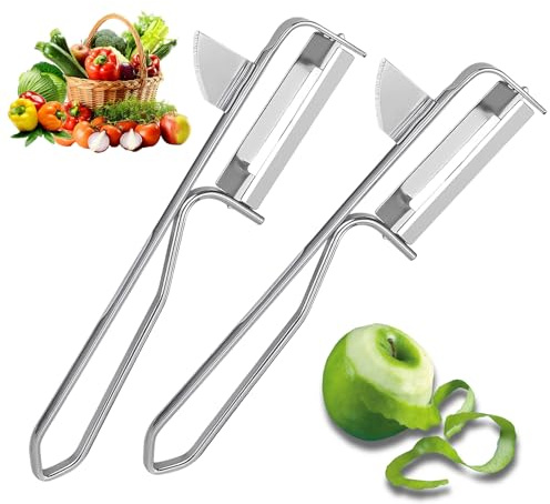 Ruvan Pelador De Verduras Con Hoja Pendular, Para Verduras Pelador De Cocina, 2 PCS 16 Cm Pelado De Patatas Pelado Vegetal Acero Inoxidable, Apto Para Lavavajillas