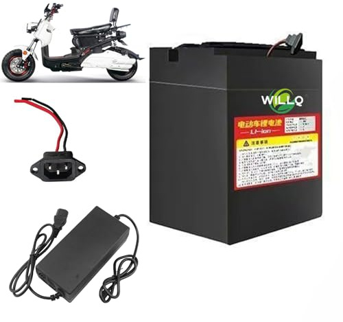 WILLQ Li-ion Battery 60V 72V Lithium Battery 20Ah 25Ah 30Ah 35Ah 50Ah 60Ah Electric Scooter Batteries Pack with Charger for 1000W-3500W Motor Kit,72V,60Ah