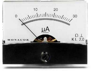 Monacor PM/30UA Moving-Coil-Panel Meter mit Spiegel Skala (6.5 K Ohm)