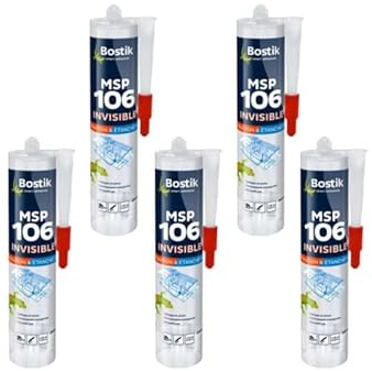 Lot de 5 mastics BOSTIK MSP 106 - Polymère fixation et étanchéité - transparent - 290 ml