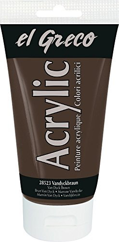 KREUL 28523 - El Greco Acrylic, 150 ml Tube in vandyckbraun, hochpigmentierte, glänzende Acrylfarbe in Studienqualität, buttrig vermalbar, für pastose Malerei
