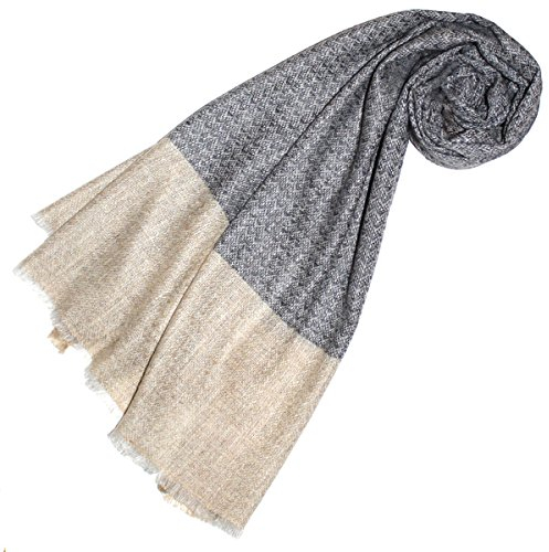 Lorenzo Cana Pashmina Damenschal Schaltuch 100% Kaschmir - 70 cm x 200 cm flauschig leicht warme Stola Umschlagtuch Kaschmirschal Kaschmirtuch Kaschmirpashmina Naturfaser grau beige 78203