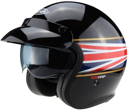 ViPER RSV06 Open Face Motorcycle Helmet With Inner Sun Visor - Road Legal ECE2206 Approved Scooter Motorcycle Crash Jet Motorbike Helmets For Chopper Moped Electric Scooters Bike Helmet Men - L