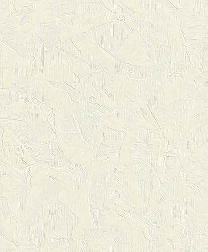 Rasch Tapeten 483505 - Vliestapete mit Putzstruktur in Cremeweiß aus der Kollektion Das Beste - 10,05 m x 0,53 m (LxB)
