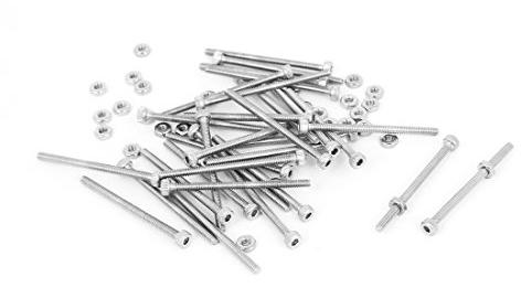 sourcing map 30 Stk M2x30mm Edelstahl Sechskantschlüssel Rändelschrauben Schrauben Muttern DE de