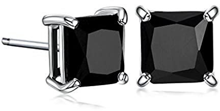 GULICX Boucles d'oreilles plaqué platine Femme Clous et Puces Carré Dormeuse En Swarovski Element Oxy-de zirconium Noir Pour Mariage,Soirée,Anniversaire