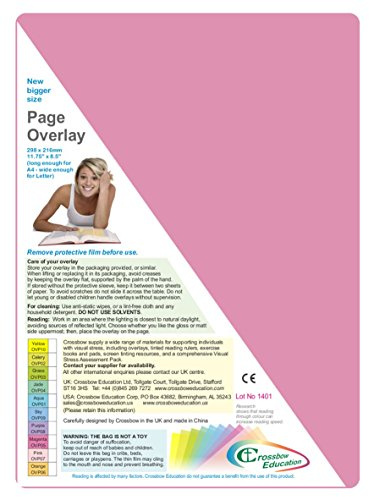Dyslexia-Friendly Tinted A4 Page Overlays - Magenta (Pack of 10) - by Crossbow Education Dyslexia and Visual Stress Specialists