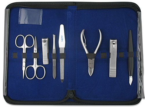 Fußpflege-Set Pediküre-Set im Etui 9 tlg. mit Solingen Nagelfeile + Nagelzangen und Fußpflege-Instrumente von InstrumenteNRW