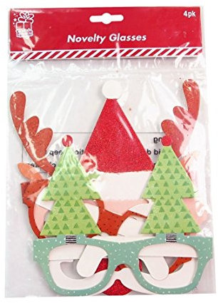 FDC Novelty Christmas Party Glasses 4 Styles Per Pack (XM0514) (Multi Asst Pack of 1)