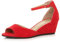Womens Ladies Low mid Wedge Heel Ankle Strap Casual Evening Sandals Size, 6 UK, Red Suede